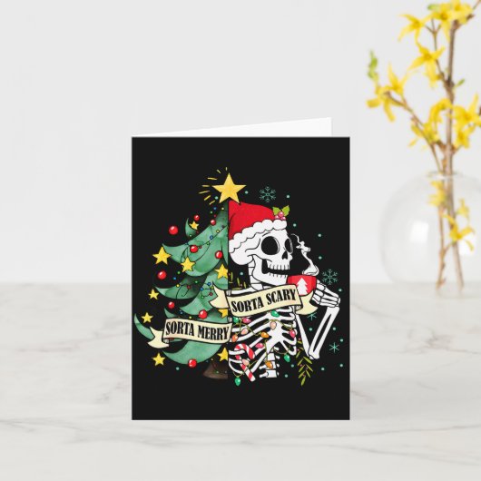 Grappig Skelet Heet Cacao Soms Vrolijk Soms Y Soky Kaart (Gele Bloem)