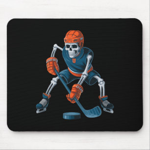 Grappig Skelet IJshockey Halloween _1 Muismat