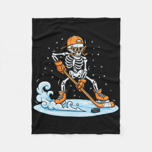 Grappig Skelet IJshockey Halloween Griezelige Spel Fleece Deken