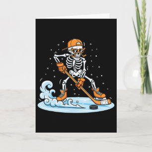 Grappig Skelet IJshockey Halloween Griezelige Spel Kaart
