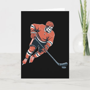 Grappig Skelet IJshockey Halloween Kaart
