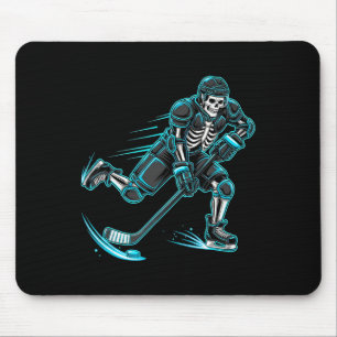 Grappig Skelet IJshockey Speler Halloween Muismat