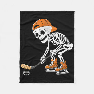 Grappig Skelet Ijshockeyspeler Cool Schaatsen Fleece Deken