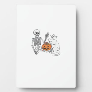 Grappig Skelet Kattenliefhebber Halloween Kostuum Fotoplaat