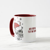 Grappig Skelet Kerst ELF Spooky Vibes Xmas Rood Mok (Voorkant links)