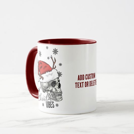 Grappig Skelet Kerst ELF Spooky Vibes Xmas Rood Mok (Voorkant links)