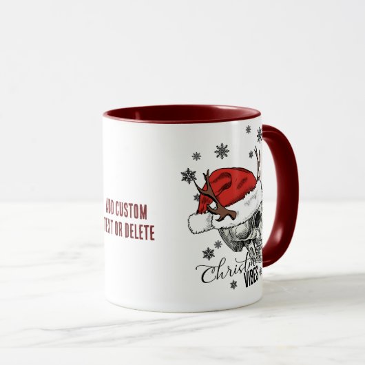 Grappig Skelet Kerst ELF Spooky Vibes Xmas Rood Mok (Voorkant rechts)