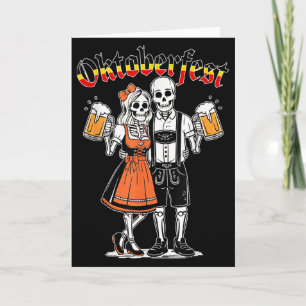 Grappig Skelet Koppel Pretzel Bier Feest Volwassen Kaart