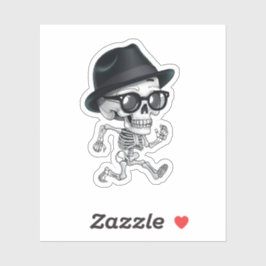 Grappig skelet met zwart Pet en glazen eigenzinnig Sticker