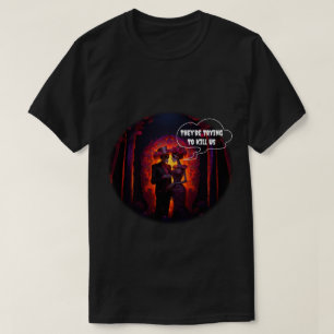 Grappig skelet paar Halloween T-shirt