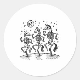 Grappig Skelet Paard Dansen Halloween Paard Liefhe Ronde Sticker