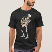 Grappig skelet saxofoon geschenk schattig hallowee t-shirt (Voorkant)