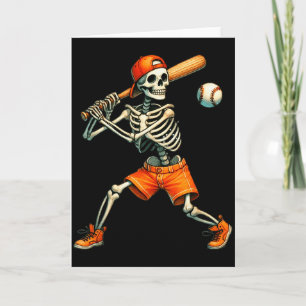 Grappig Skelet Slagbeurt Honkbal Halloween Jongens Kaart