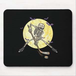 Grappig skelet speelt hockey grappige Halloween ma Muismat