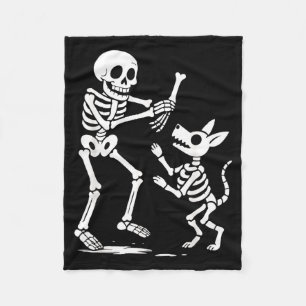 Grappig Skelet Speelt Met Hond Halloween Voor Hond Fleece Deken