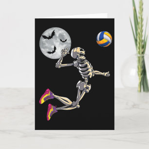 Grappig skelet speelt volleybal Gelukkig Halloween Kaart