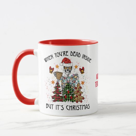 Grappig skelet Spooky Vibes Skull Head Christmas Mok (Links)