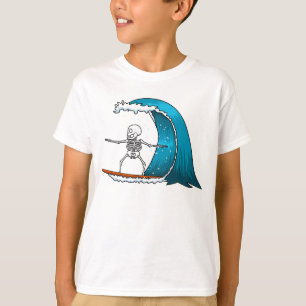 Grappig skelet surfen t-shirt