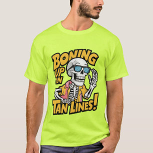 Grappig skelet tan lijnen strand woord kunst t-shirt