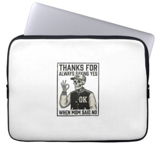 Grappig skelet vader zegt ja vintage shirt ontwerp laptop sleeve