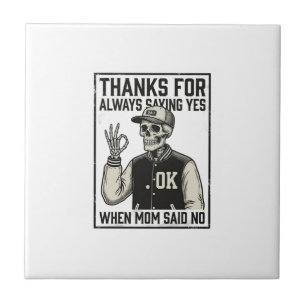 Grappig skelet vader zegt ja vintage shirt ontwerp tegeltje