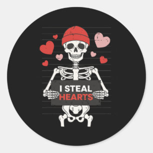Grappig Skelet Valentijnsdag Ik Steel Hartjes Xoxo Ronde Sticker