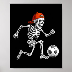 Grappig Skelet Voetbal Mannen Jongens Kinderen Hal Poster