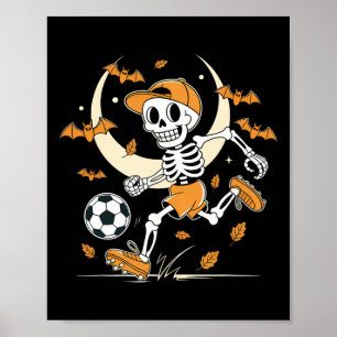 Grappig Skelet Voetbal Mannen Jongens Kinderen Hal Poster