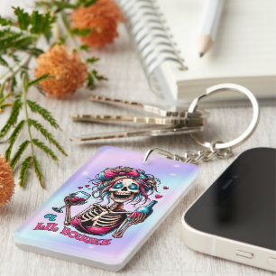 Grappig skelet word art sleutelhanger