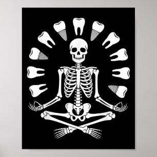 Grappig Skelet Yoga Tandarts Tandheelkundige Hygië Poster