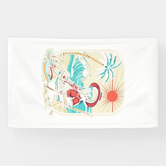 Grappig Skelet Zomer Spandoek (Horizontaal)