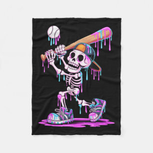 Grappig Skeleton Baseball Halloween kostuum voor j Fleece Deken