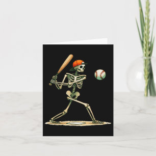 Grappig Skeleton Batting Honkbal Halloween Boys Ma Kaart
