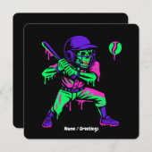 Grappig Skeleton Batting Ice Cream Dripping Baseba Kaart (Voorkant / Achterkant)