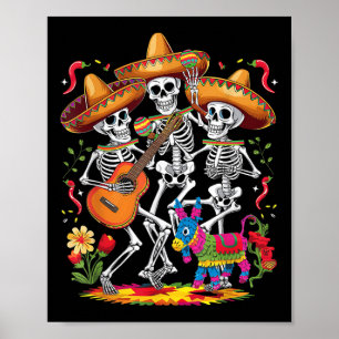 Grappig Skeleton Cinco De Mayo Fiesta Mexicaans Fe Poster