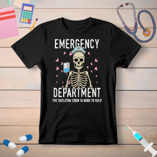Grappig Skeleton Halloween ER Nurse T-shirt