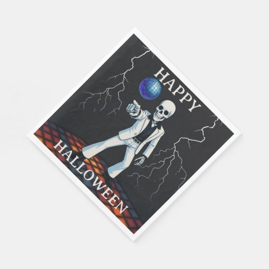 Grappig Skeleton Haunted Disco Halloween Party Servet (Hoek)