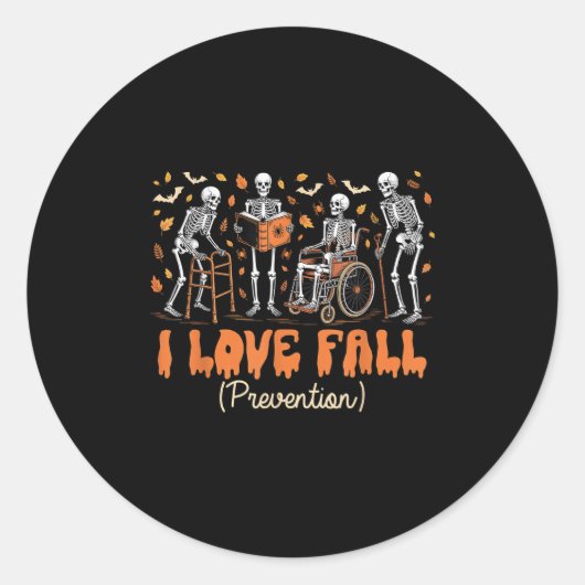 Grappig Skeleton Ik hou van Herfst Prevention Herf Ronde Sticker (Voorkant)