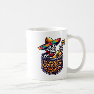Grappig Skeleton Mariachi Gitaarzak Cinco de May Koffiemok