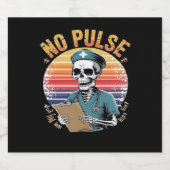 Grappig Skeleton Nurse Geen Pulse Design – Dark Hu Sparkling Wijnetiket (Enkel label)