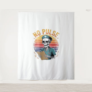Grappig Skeleton Nurse Geen Pulse Design – Dark Hu Wandkleed