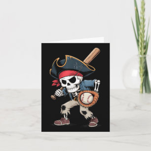 Grappig Skeleton Pirate Baseball Halloween Kostuum Kaart