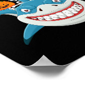 Grappig Skeleton Riding Shark Jack O'lantern Pumpk Poster (Hoek)