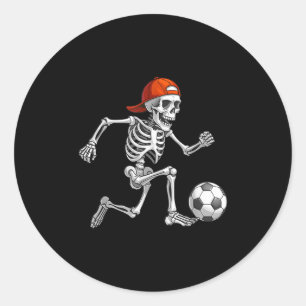 Grappig Skeleton Soccer Mannen Boys Kinder Hallowe Ronde Sticker