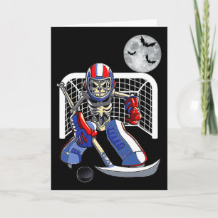 Grappig Skeleton Spelen IJshockey Happy Halloween Kaart