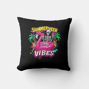 Grappig Skeleton Summerween Vibes Flamingo Pool Ic Kussen