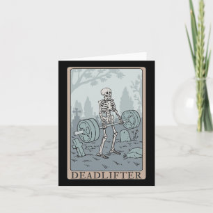 Grappig Skeleton Tarot Kaart Deadlifter Bodybuildi