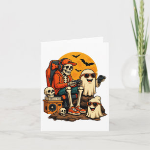 Grappig Skeleton Videogame Halloween Gaming Gamer Kaart