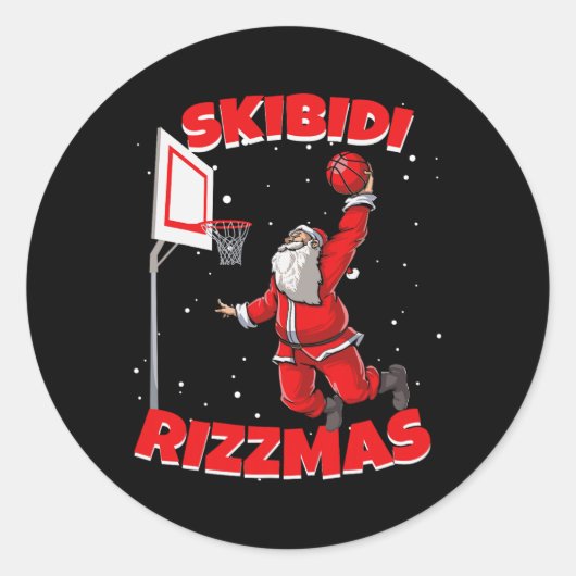 Grappig Skibidi Rizzmas Christmas Rizz Santa Claus Ronde Sticker (Voorkant)