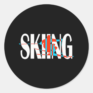 Grappig skiën Winter Cool Freeskier Ronde Sticker